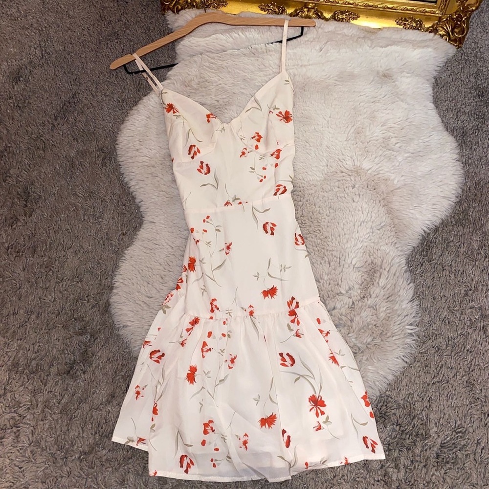 Floral silk mini dress size small